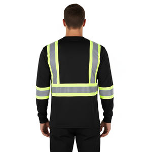 Nouvelle tenue de travail haute visibilité ANSI Classe 2 100% polyester couleur unie bande réfléchissante manches longues LED flash imperméable sécurité - Product Image 2