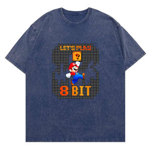 "دعونا نلعب 8-بت" بكسل ماريو غسلها تي-الرجعية الألعاب الحنين خمر نمط الراحة - Product Image 2