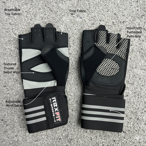 Guantes de Gimnasio para Entrenamiento, Guantes de Gimnasio de Medio Dedo con Soporte para Muñeca, Guantes de Gimnasio Transpirables Unisex, Guantes de Levantamiento de Alta Resistencia - Product Image 4