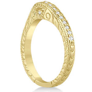 แหวนแต่งงานทองคำ 14K สีเหลือง สไตล์โบราณ แบบอาร์ตเดโค ประดับเพชร 0.20 กะรัต - Product Image 1