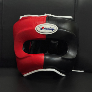 2025 venta al por mayor de cuero de vaca genuino Fabricación de fábrica de calidad superior rojo y negro ganador protector de cabeza de cara completa - Product Image 1