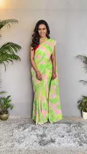 Saree georgette multicolore de créateur indien avec séquence de broderie dernier chemisier de style ethnique pour les femmes vêtements de mariage de fête - Product Image 3