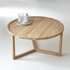 Meja kopi kontemporer bahan kayu gaya Modern warna alami meja kopi akhir desain baru furnitur rumah tamu