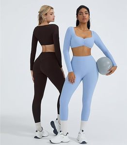 Conjunto de yoga con sujetador y pantalón para mujer de primera calidad, ropa deportiva sin costuras, ropa deportiva cómoda de dos piezas - Product Image 2