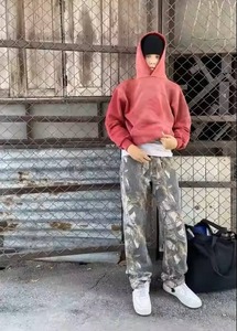 Sweat-shirt à capuche personnalisé, lourd, à manches longues, décontracté, respirant, vintage, délavé au soleil, sans cordon, avec poche, RRI-MH-20 - Product Image 4