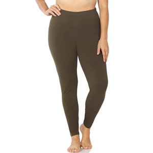 Leggings de Yoga hasta el Tobillo para Mujer, Hechos a Medida al por Mayor, de Spandex/Poliéster, Elásticos en Cuatro Direcciones, Cintura Alta, Color Verde Oliva Oscuro, MOQ 10 - Product Image 1