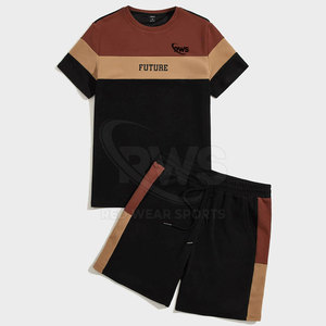 Derniers vêtements à la mode Ensemble t-shirt et short pour homme de couleur unie Ensemble t-shirt et short pour adulte pour homme - Product Image 1
