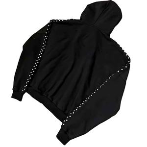 Sweat à capuche surdimensionné personnalisé de luxe avec strass, fermeture éclair, streetwear pour hommes, molleton lourd, OEM - Product Image 2
