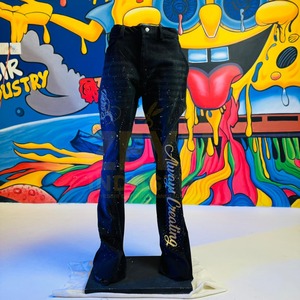 Jeans en denim personnalisés avec logo brodé, impression de strass, fabrication sur mesure, haute qualité, vintage, confortables, OEM, été, automne - Product Image 2