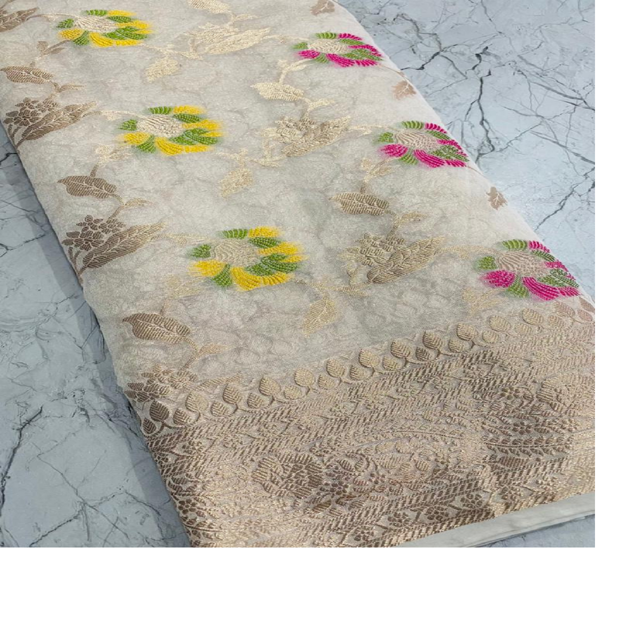 Wholesale Brocade Silk Sarees - Custom Printed Wedding Designs for Resale by CONIFER HANDMADES
