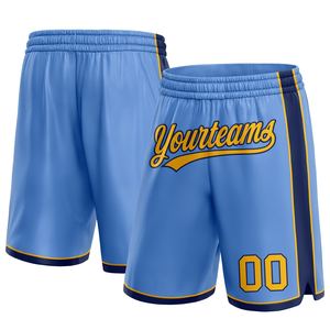 Industrie Direct Engro Sportswear Basketball Shorts Custom Light Blue Gold-Navy Authentic Basketball Shorts - Product Image 1
