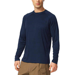 Venta al por mayor de manga larga Camiseta lisa para hombres logotipo personalizado Camiseta 100% tela de algodón camiseta OEM - Product Image 1