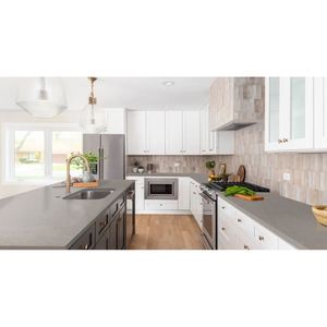 Plans de travail personnalisés pour cuisines, salles de bain et hôtels, en quartz artificiel, effet Carrara Calacata, écologiques, garantie 1 an, préfabriqués et prédécoupés - Product Image 1