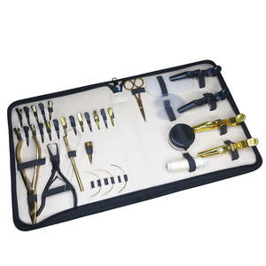 Prix de gros Outils d'extension de cheveux pour le travail en salon Petits clips avec perles Ciseaux avec étui en cuir Kit - Product Image 5
