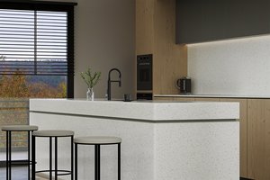 Plans de travail personnalisés pour cuisines et salles de bain, en quartz clair, coupés en carré, en quartz naturel fusionné, pour projets hôteliers - Product Image 1