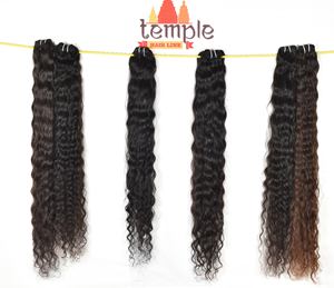 Venta al por mayor cutícula alineada 100% Temple Indian bundle procesamiento ninguna máquina doble trama onda profunda extensiones de cabello humano virgen - Product Image 4