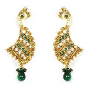 Kriaa <b>Fine</b> <b>Cuff</b> <b>Earrings</b> Pearl Beaded Gold Plated Dangler 1300425 - Product Image 1