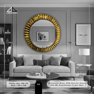 Modern Stainless Steel PVD Coated Frame Bathroom Vanity Wall <b>Mirror</b> <b>Lightweight</b> Anti-Fog Elegant Irregular - Product Image 1