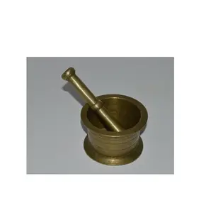 ครกและสากทองเหลืองแบบดั้งเดิม คุณภาพดีเยี่ยม รูปทรงกลม สีทอง ขาย - Product Image 1