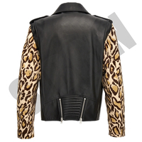 Veste en cuir unisexe personnalisée pour motards, coupe-vent en peau de mouton véritable, avec poches zippées et col clouté
