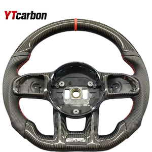 Volant en cuir et fibre de carbone rouge YTcarbon pour G-Class G Wagon A45 <span class=keywords><strong>AMG</strong></span> <span class=keywords><strong>AMG</strong></span> GT <span class=keywords><strong>63</strong></span> G63 <span class=keywords><strong>AMG</strong></span> G500 G550 W202 W202 - Product Image 3