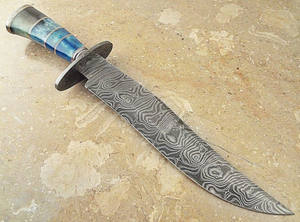 Personalizable DIY supervivencia caza Bowie cuchillo hecho a mano de acero de Damasco con mango resucitado vaina soporte OEM - Product Image 5