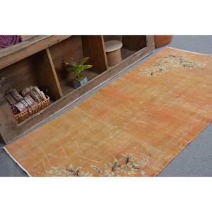 Tapis turc vintage 3,4 x 6,6 pieds, motif patchwork orange, en laine, latex, salle à manger, rectangulaire, écologique, poils moyens - Product Image 2
