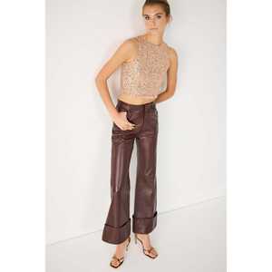 เสื้อเบลาส์แขนสั้นคอกลมลำลองประดับเลื่อมสีชมพูพร้อมโลโก้ด้านหน้า - Product Image 2