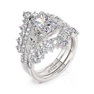 Ensemble de bagues éternité interchangeables Jeulia - Coupe Radiant en argent sterling - Cadeau d'anniversaire - Product Image 2