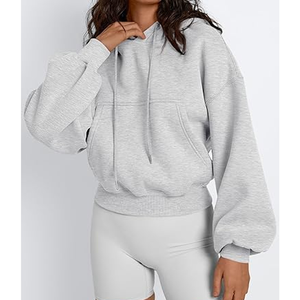 Sudadera Corta Informal para Mujer, Fabricada en Fábrica, 100% Algodón, Forrada, Color Personalizado, Ecológica, Transpirable, con Capucha, para Invierno - Product Image 2