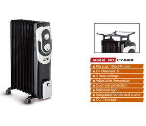 Aquecedor portátil cheio de óleo de alta qualidade do radiador com 3 configurações de calor 5 canais de óleo superaquecimento proteção PTC CYAA01 - Product Image 4