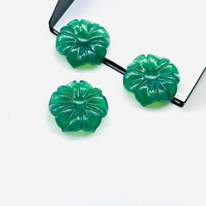 Gema de Ónix Verde Tallada en Forma de Flor de 17 mm, Amuleto de Flor Tallado a Mano Natural para la Fabricación de Joyas - Product Image 1