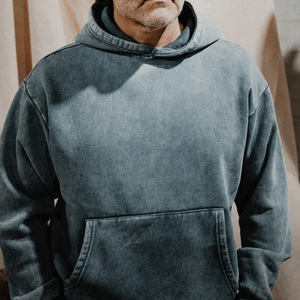 Sudadera con capucha lavada con ácido de peso pesado personalizada para hombres con Capucha con cordón, material de lana suave, bordado con impresión de etiqueta privada - Product Image 4