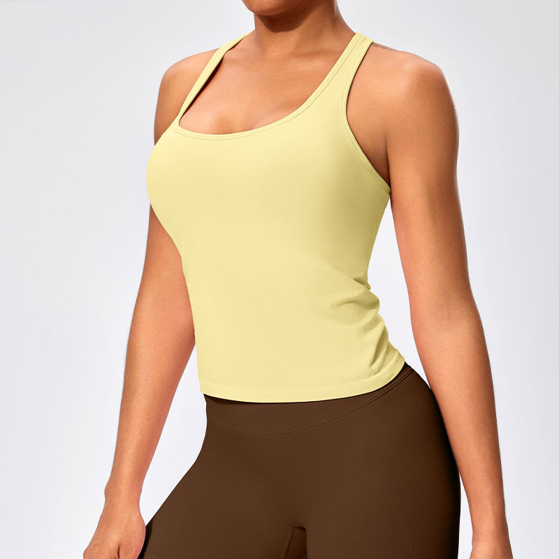 Women's Sleeveless Polyester/Cotton Jersey Fitness Tank Tops Elastic Ribbed Square Neck Breathable Quick Dry Running Gym Yoga
