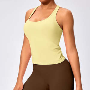 Débardeurs de Fitness Spandex sans manches pour femmes élastiques côtelés basique col carré respirant séchage rapide pour la course à pied Gym Yoga Sports - Product Image 1