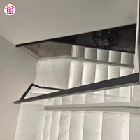 Villa de luxe Hôtel taille d'escalier personnalisée avec escalier en marbre blanc sol en marbre escaliers pierre de luxe avec des veines grises