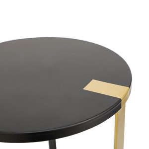 <b>Round</b> Shape <b>Black</b> Gold Metal Accent Side <b>Tables</b> Set for Living Room and Home Furniture High Quality Side <b>Table</b> - Product Image 4