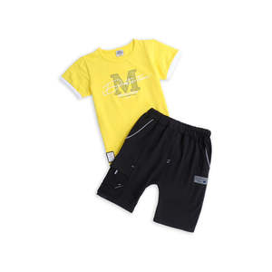 Haute qualité garçons 2 pièces graphique costume jaune coton R-171 décontracté à manches longues ensemble pour bébé et enfants pour l'été automne saisons - Product Image 2