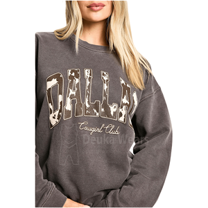 Sweat-shirts à col rond en molleton de coton personnalisés à faible MOQ, séchage rapide, manches tombantes personnalisées avec impression d'appliques sur mesure - Product Image 4