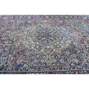 Vintage Oversize Rug 9.4x12.3 ft, <b>Red</b> Southwestern Turkish <b>Wool</b> Rug - Product Image 5