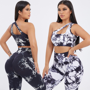 Fitness Yoga Wear Seamless Fitness Sports Running Mujeres Gimnasio Entrenamiento al aire libre Ropa Yoga Set Logotipo personalizado Tie Dye Yoga Sets - Product Image 2