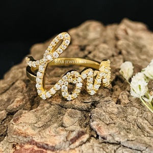 Anillo de amor de diamante natural, anillo de diamante con carta de amor para ella, anillo de amor de oro sólido, regalo de aniversario de anillo de amor, regalo de San Valentín - Product Image 5