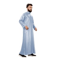 Robe musulmane pour homme Arabie Saoudite Jubbah Thobe Caftan islamique Abaya Robe avec poche Robe longue Robe de prière arabe pour homme Robe longue