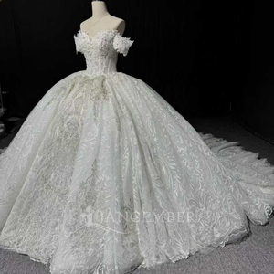 Robe de mariée de luxe Jancember MN308 en dentelle, épaules dénudées, avec plumes, style robe de bal, pour <span class=keywords><strong>mariage</strong></span> romantique à l'église - Product Image 3