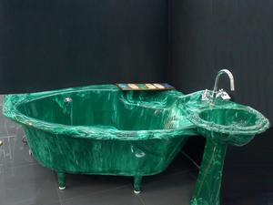 Fregadero de piedras preciosas semipreciosas de malaquita Diseño tradicional para una pieza de lujo y Declaración única en apartamentos y villas - Product Image 5