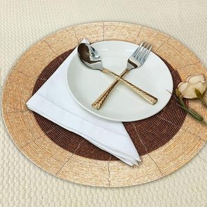 Handcrafted <b>Round</b> Beaded <b>Placemats</b> for Dining Table Wedding Christmas Decoration Family Gathering Parties - Product Image 2