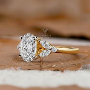 Anillo de Diamante de Laboratorio de 1-3 Quilates, Corte Ovalado, Color D-F, Claridad VVS/VS, Certificado IGI, con Oro Amarillo Sólido de 14K, Venta al Por Mayor - Product Image 4