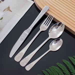 Juego de Cubiertos de Plata Grabados de Estilo Real Premium, Vajilla para el Hogar, Recepciones y Regalos, Procedente de la India - Product Image 6