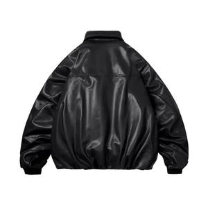 เสื้อแจ็กเก็ตหนังแฟชั่นสำหรับผู้ชายทรงสลิมฟิตเสื้อโค้ทสำหรับขี่มอเตอร์ไซค์มีปกดีไซน์ทันสมัยและทันสมัย - Product Image 3