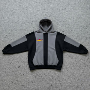 เสื้อฮู้ดผู้หญิงสไตล์สตรีทแวร์ผ้าฝ้าย 100% แบบ OEM/ODM ผลิตตามสั่ง ตัดเย็บแผ่นผ้าต่างสี ตัดต่อสี พร้อมสกรีนโลโก้ตามแบบ ฮิปฮอป - Product Image 2